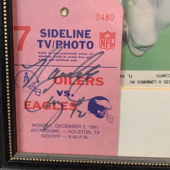 Randall Cunningham Sports Illustrated Sideline Pass Signed Mat and Framed - Picture 3 of 4